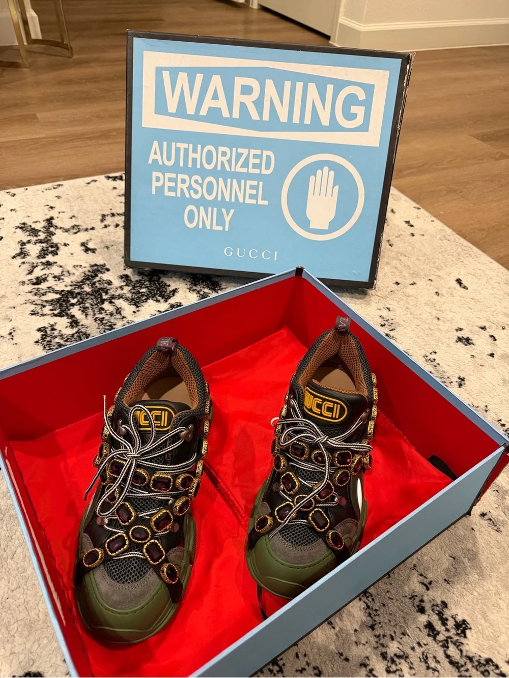Gucci Olive Green Brown Multi-Accent Chunky Sneakers
